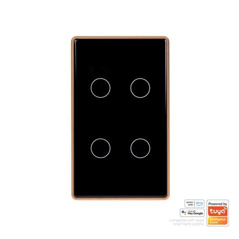 Wifi 4 Gang Black with Gold Trim Wall Switch - HV9220-4