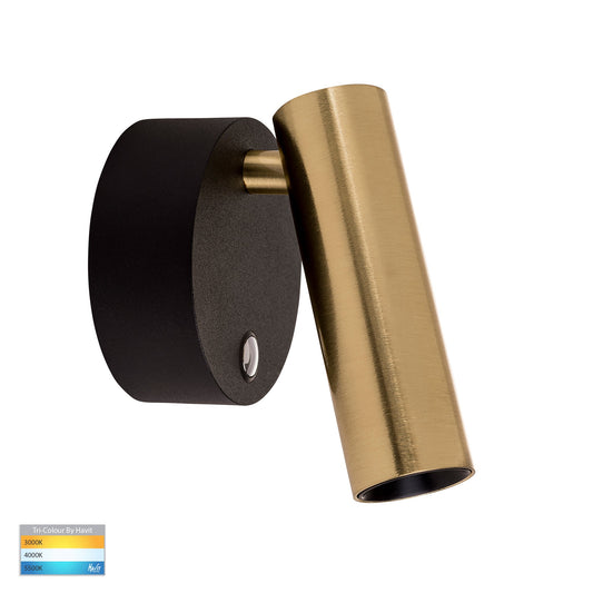 Lesen Black Brass Single Adjustable Wall Light - HV3689T-BLKBR