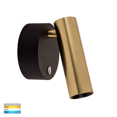 Lesen Black Brass Single Adjustable Wall Light - HV3689T-BLKBR