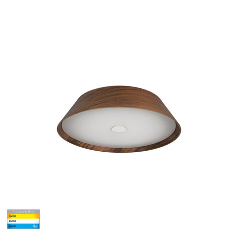 Noyer Walnut Timber 330mm Ceiling Mounted LED Oyster - HV5871T