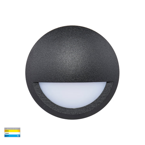 Nava Black LED Step Light with Eyelid - HV2961T-BLK-240V