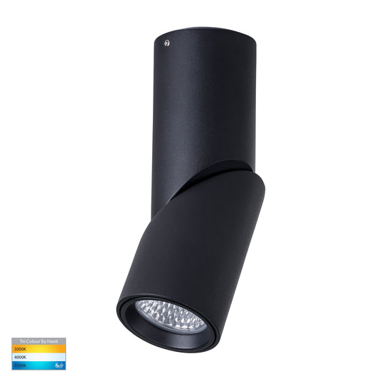 Nella Black 7w Surface Mounted Rotatable LED Downlight - HV5822T-BLK-12V