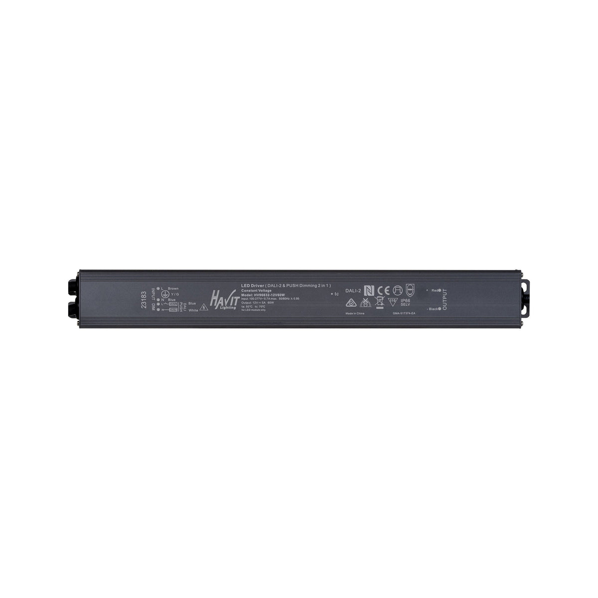 60W Dali 2 + Push Dim Dimmable LED Driver - HV96632-12V60W