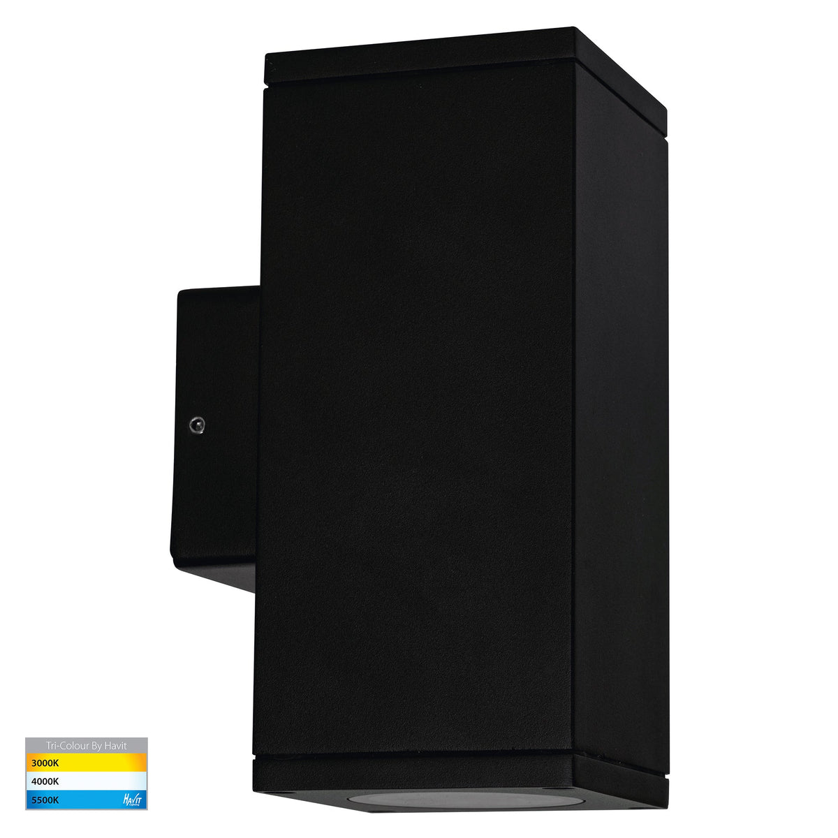 Quadru Square Black TRI Colour Up & Down LED Wall Light - HV3624T-BLK