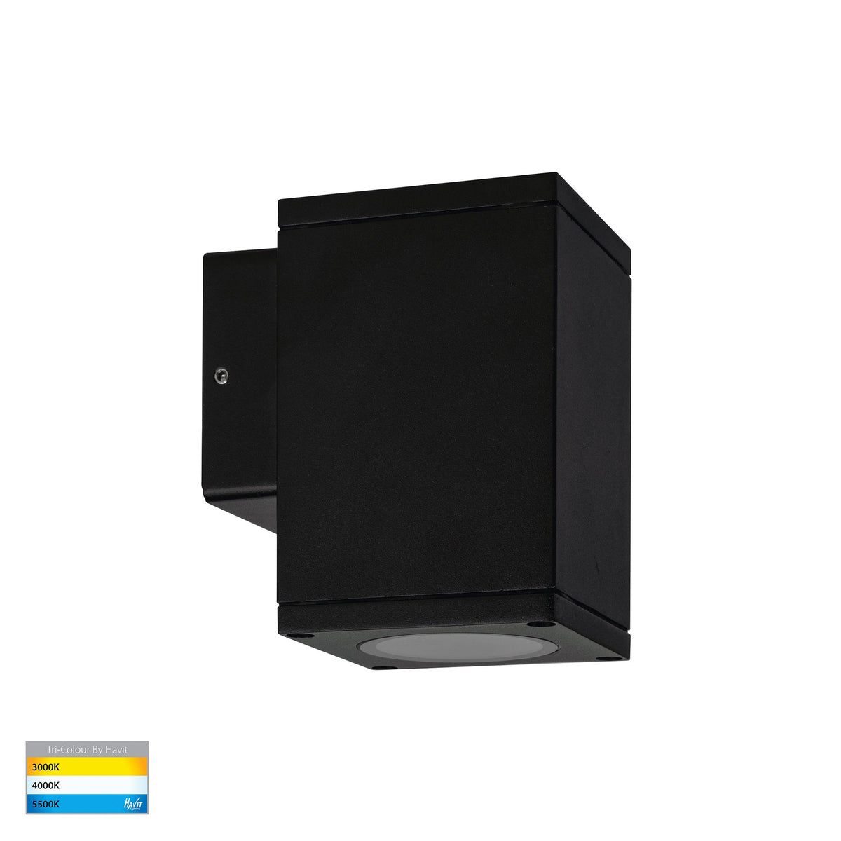 Quadru Square Black TRI Colour Fixed Down LED Wall Light - HV3623T-BLK