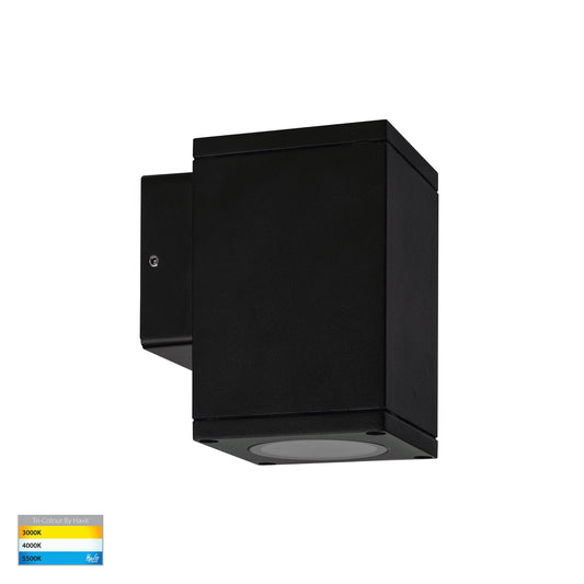 Quadru Square Black TRI Colour Fixed Down LED Wall Light - HV3623T-BLK