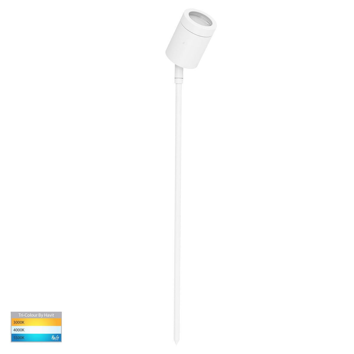 Pointe White TRI Colour LED Garden Spike Light - HV1421T-WHT