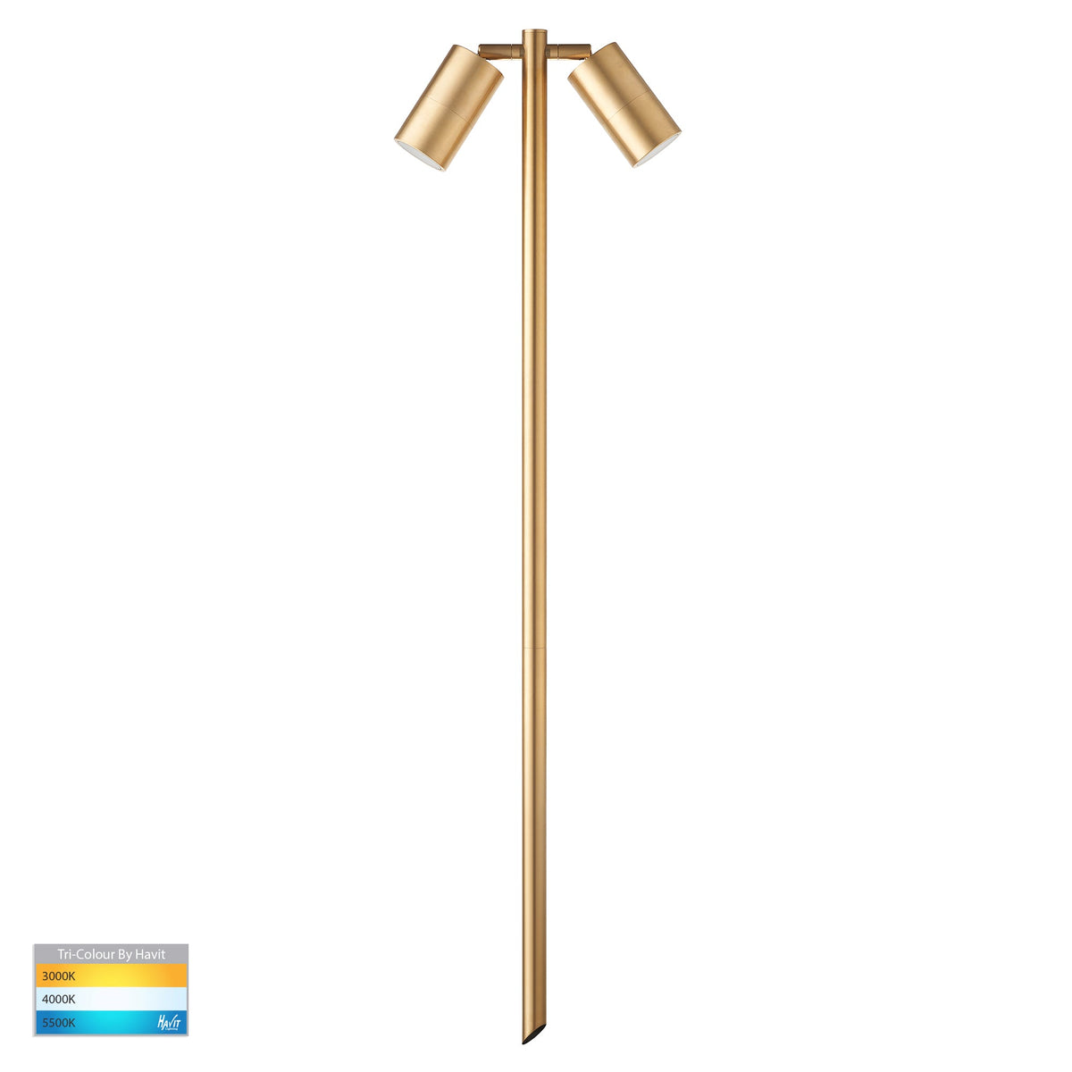 Tivah Solid Brass TRI Colour Double Adjustable LED Bollard Spike Light - HV1405T-BR