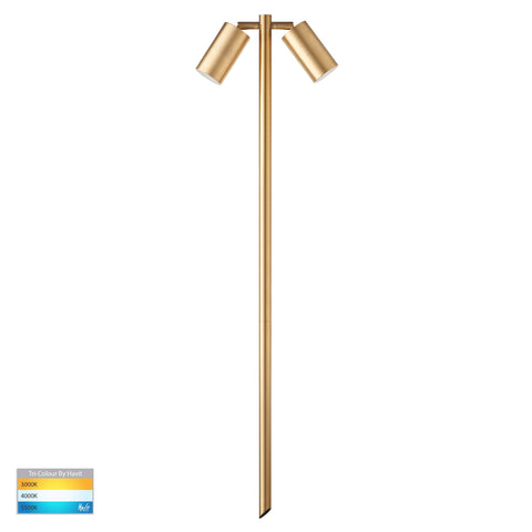 Tivah Solid Brass TRI Colour Double Adjustable LED Bollard Spike Light - HV1405T-BR