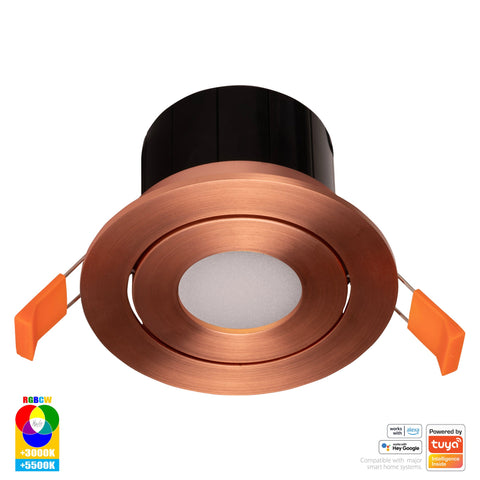 HV5512RGBCW-CP- Prime Copper Coloured Tilt RGBCW WIFI LED Downlight - HV5512RGBCW-CP