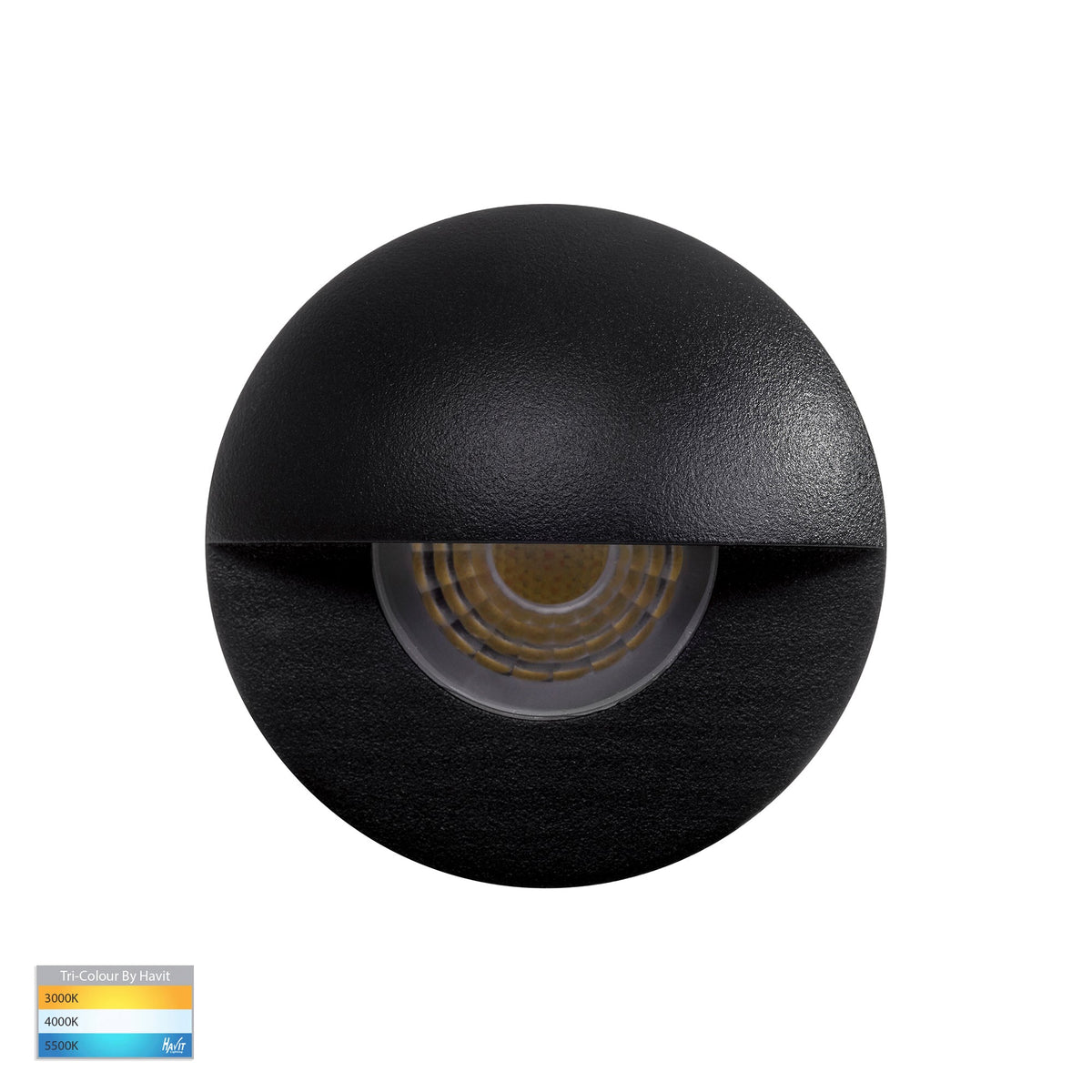 Elite Black Aluminium LED Wall or Step Light with Eyelid - HV2883T-BLK-12V