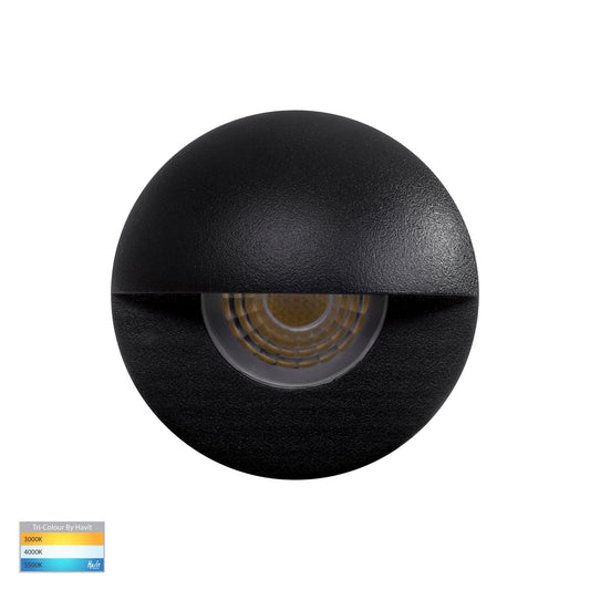 Elite Black Aluminium LED Wall or Step Light with Eyelid - HV2883T-BLK-12V