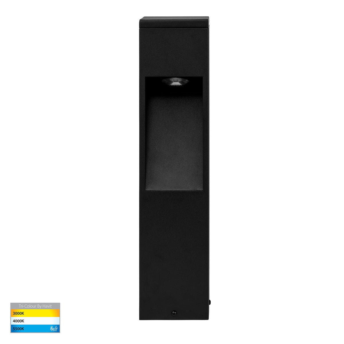 HV1630T-BLK-240V-SQ | HV1630T-BLK-24V-SQ- Fedor Square Aluminium Black Tri Colour LED Bollard Light - HV1630T-BLK-24V-SQ