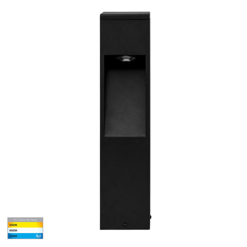 HV1630T-BLK-240V-SQ | HV1630T-BLK-24V-SQ- Fedor Square Aluminium Black Tri Colour LED Bollard Light - HV1630T-BLK-24V-SQ