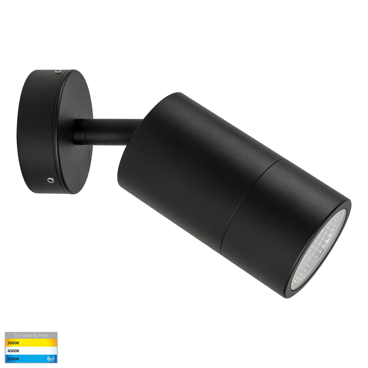 Maxi Tivah Aluminium Black TRI Colour Single Adjustable Wall Pillar Lights - HV1228T