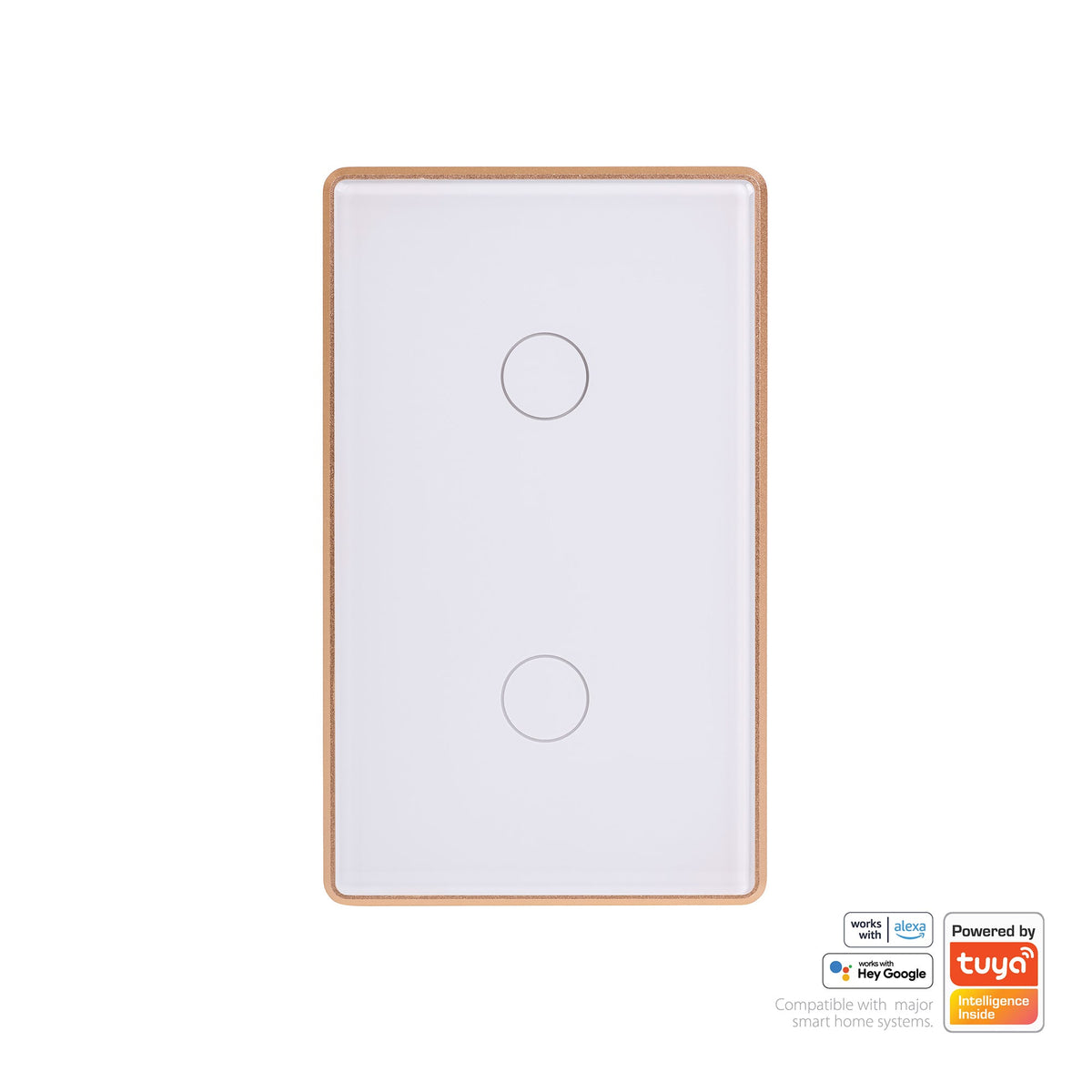 Wifi 2 Gang White with Gold Trim Wall Switch - HV9120-2