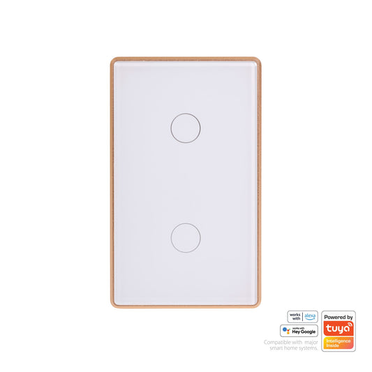 Wifi 2 Gang White with Gold Trim Wall Switch - HV9120-2