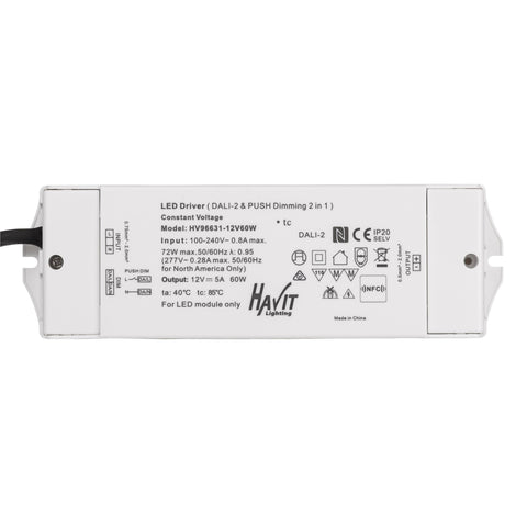 60W Dali 2 + Push Dim Dimmable LED Driver - HV96631-12V60W