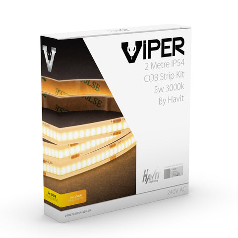 Viper COB 5w Per Metre 2m LED Strip kit 3000k - VPR9760IP54-320-2M
