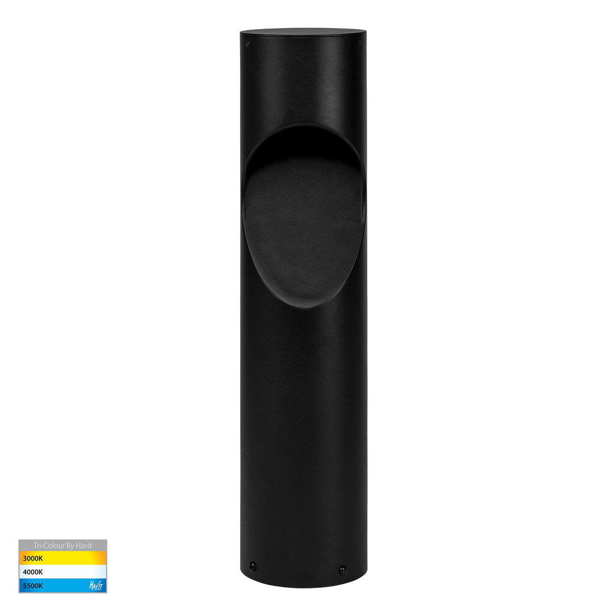 HV1630T-BLK-240V-RND | HV1630T-BLK-24V-RND- Fedor Round Aluminium Black Tri Colour LED Bollard Light - HV1630T-BLK-240V-RND