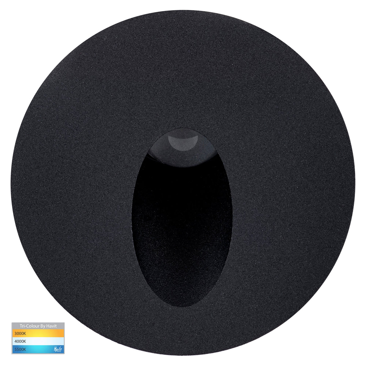 Reces Black Round TRI Colour Recessed LED Step Light - HV3205T-BLK-12V