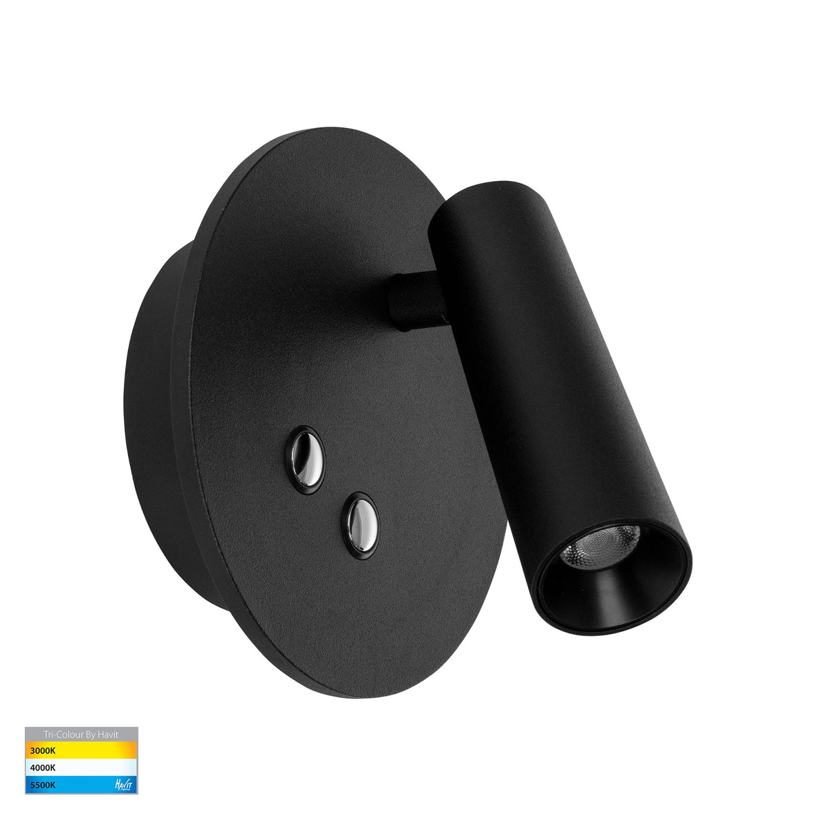 Lesen Black Single Adjustable Wall Light with Back Light - HV3688T-BLK