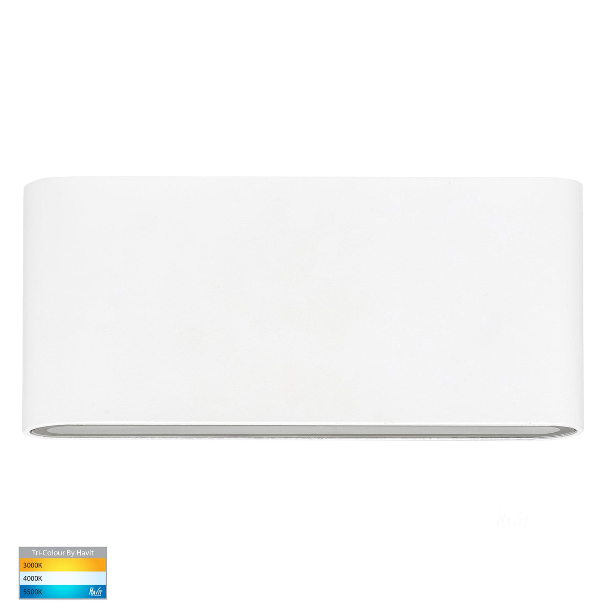 Lisse White Fixed Down TRI Colour LED Wall Light - HV3643T-WHT-240V
