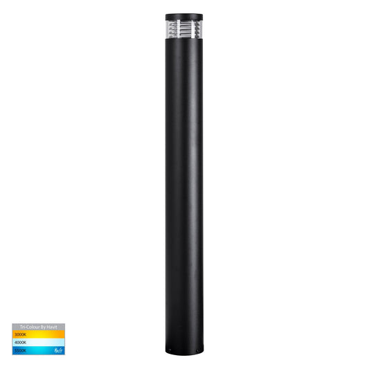 Maxi 900 Black Louvred LED Bollard Light - HV1618T-BLK-12V