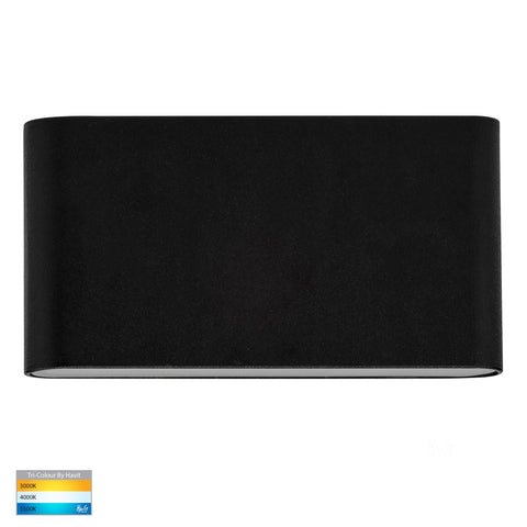 Lisse Black Up & Down TRI Colour LED Wall Light - HV3644T-BLK-240V