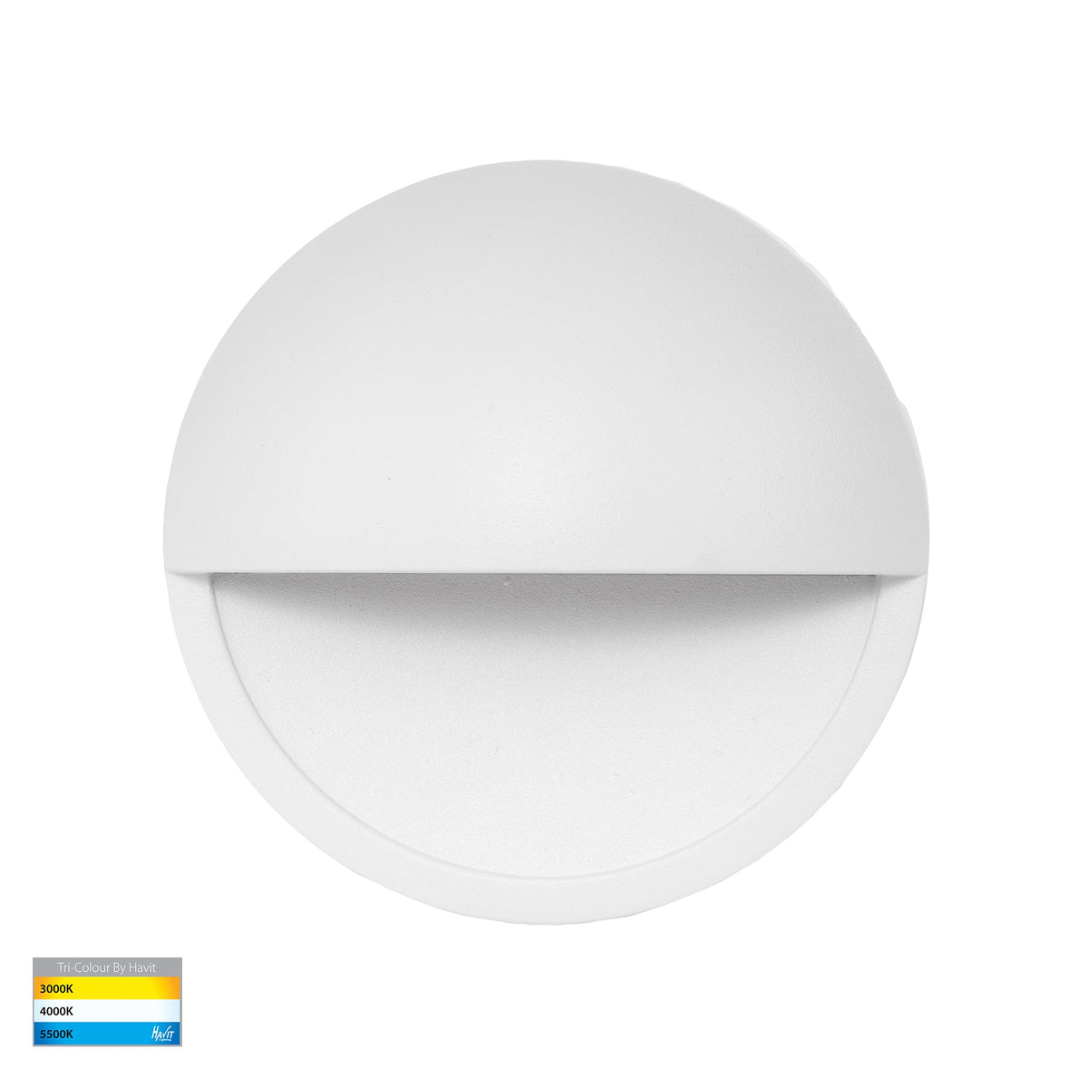 Veko White Step Lights with Eyelid - HV2928T-WHT-240V