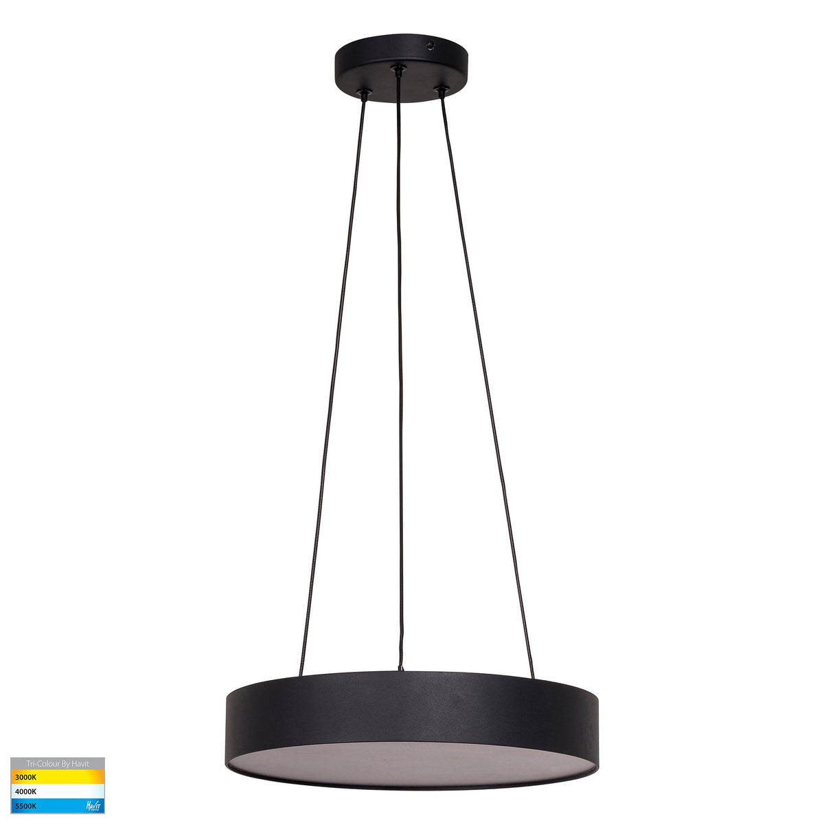 Nella 320mm Black 30w Round Pendant - HV5893T-BLK-PDT