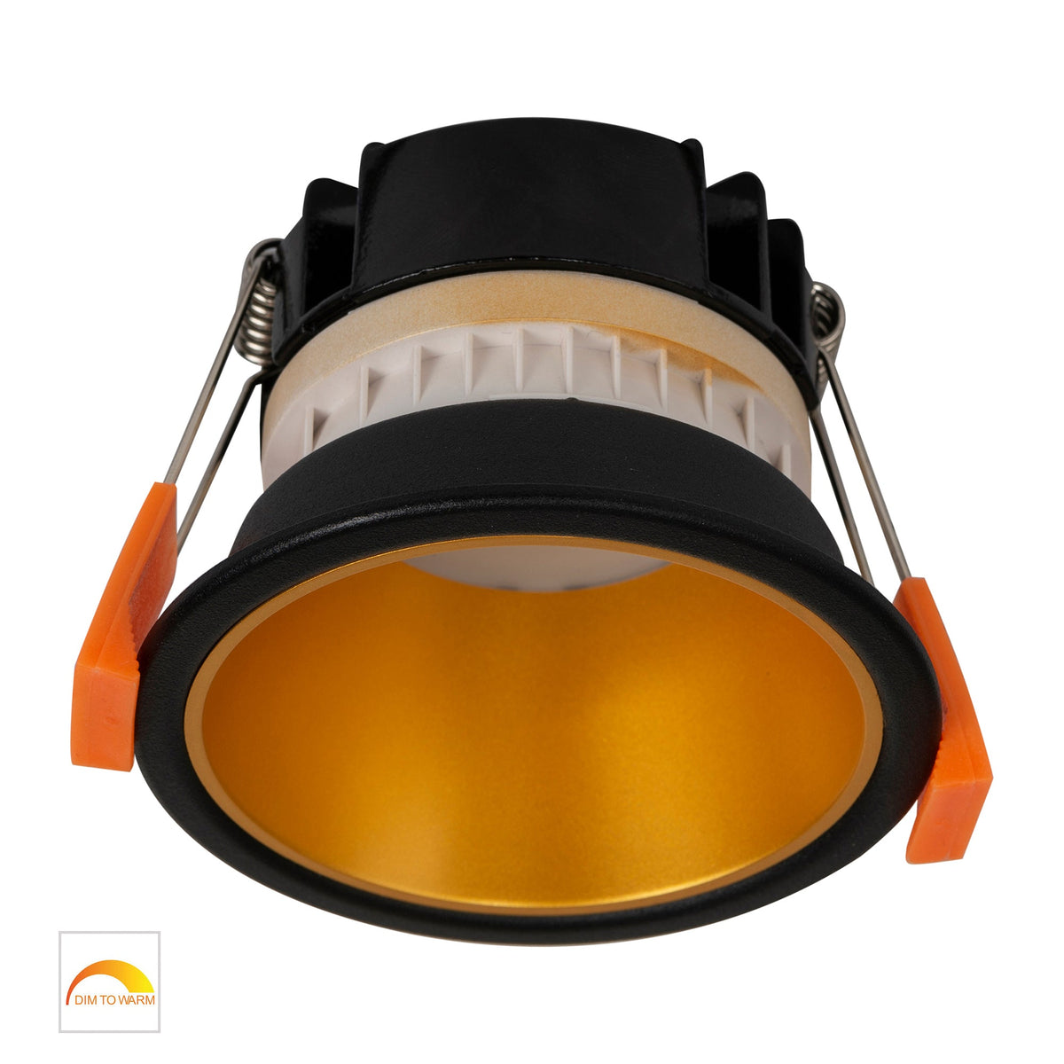 Gleam Black with Gold Insert Fixed Dim to Warm LED Downlight - HV5529D2W-BG