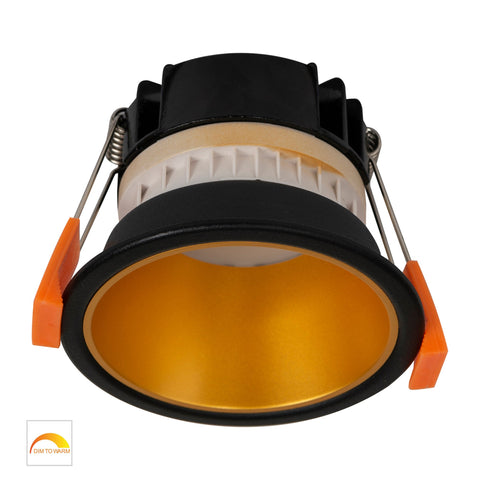 Gleam Black with Gold Insert Fixed Dim to Warm LED Downlight - HV5529D2W-BG