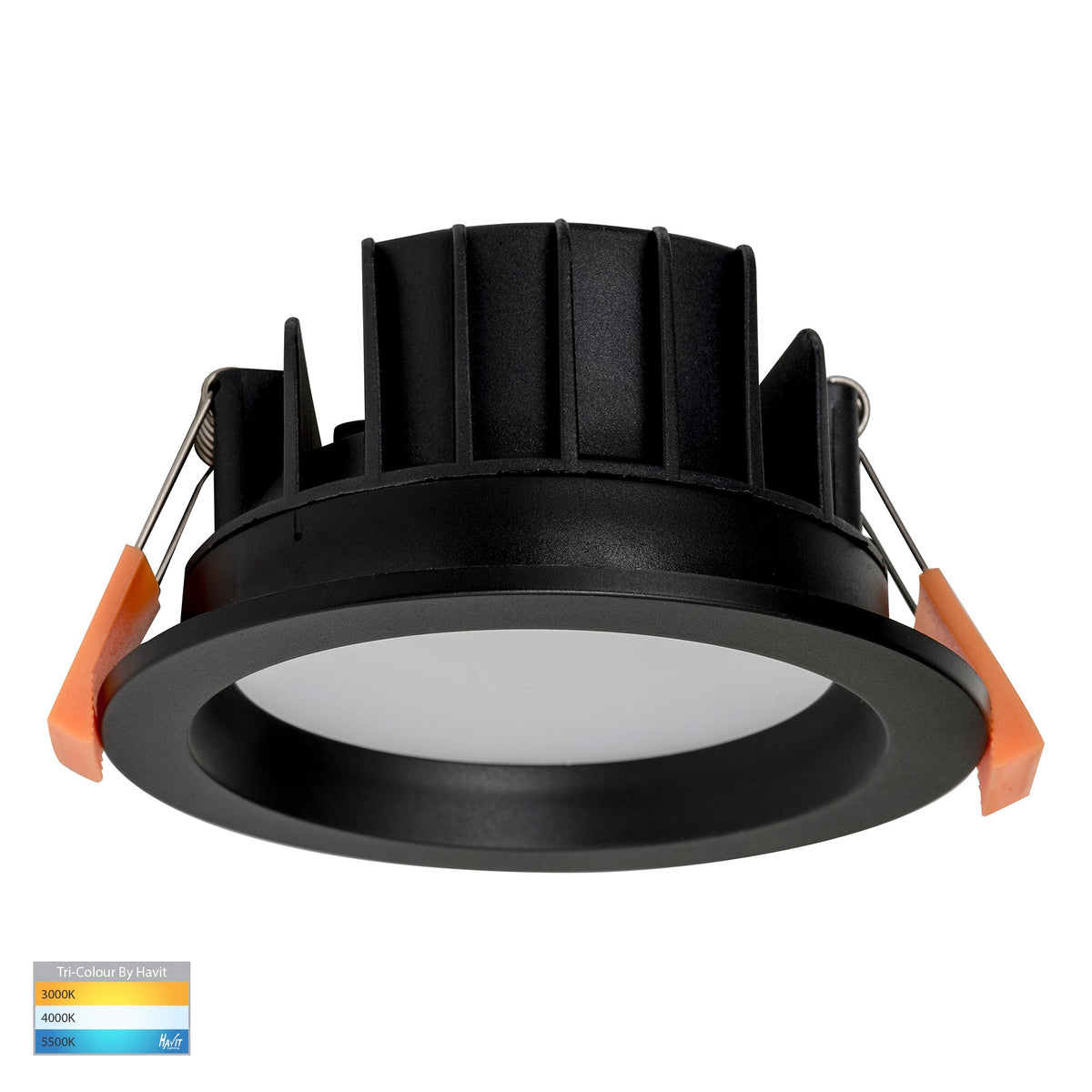Polly Polycarbonate Black Fixed LED Downlight - HV5522T-BLK-24V