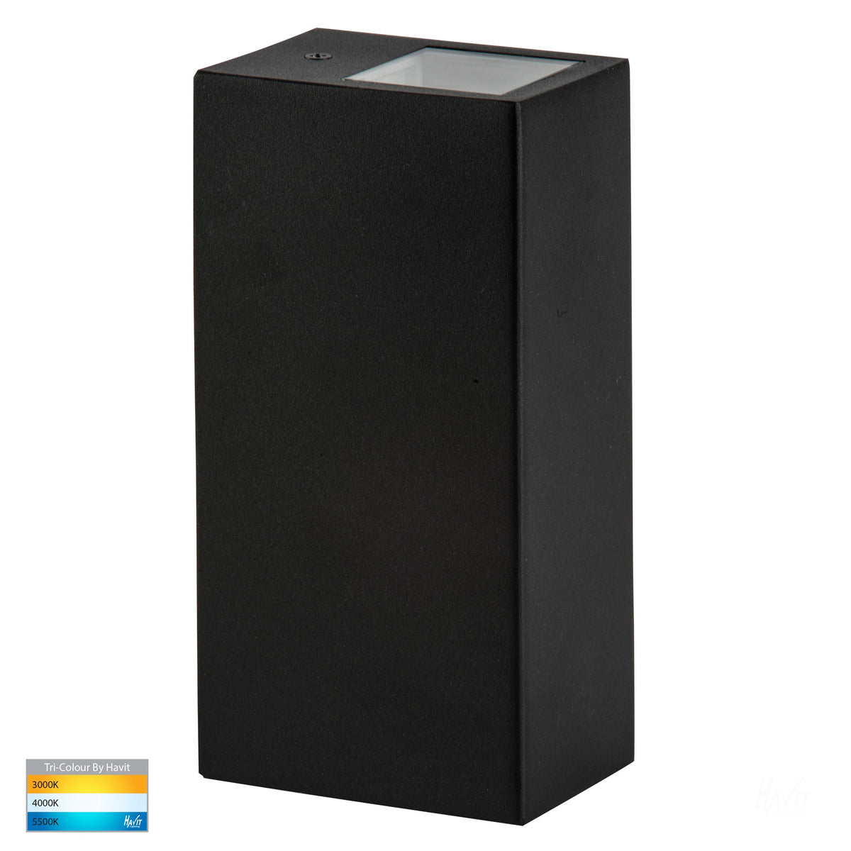 Veldi Black Square TRI Colour Up & Down Wall Light - HV3633T-BLK