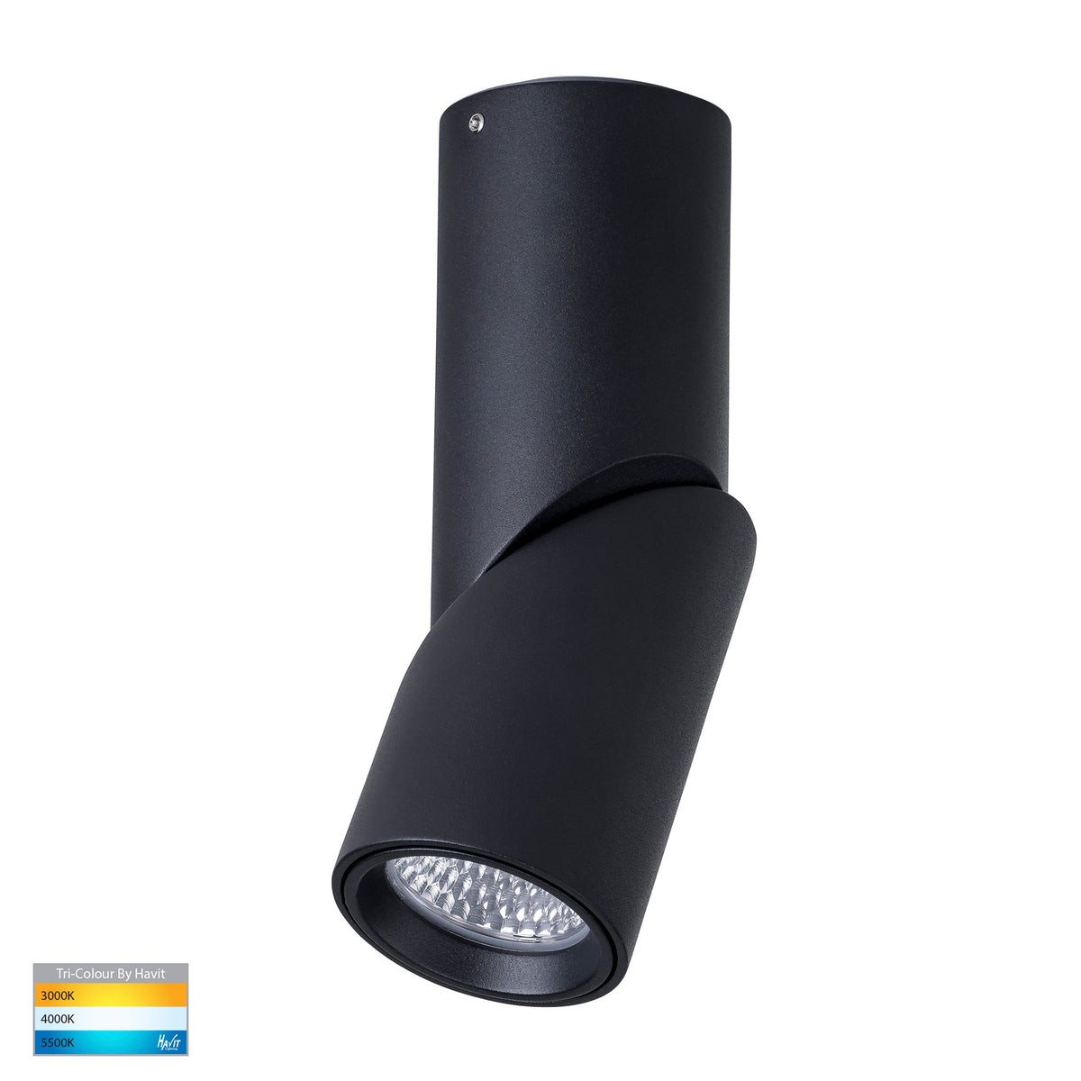Nella Black 7w Surface Mounted Rotatable LED Downlight - HV5822T-BLK