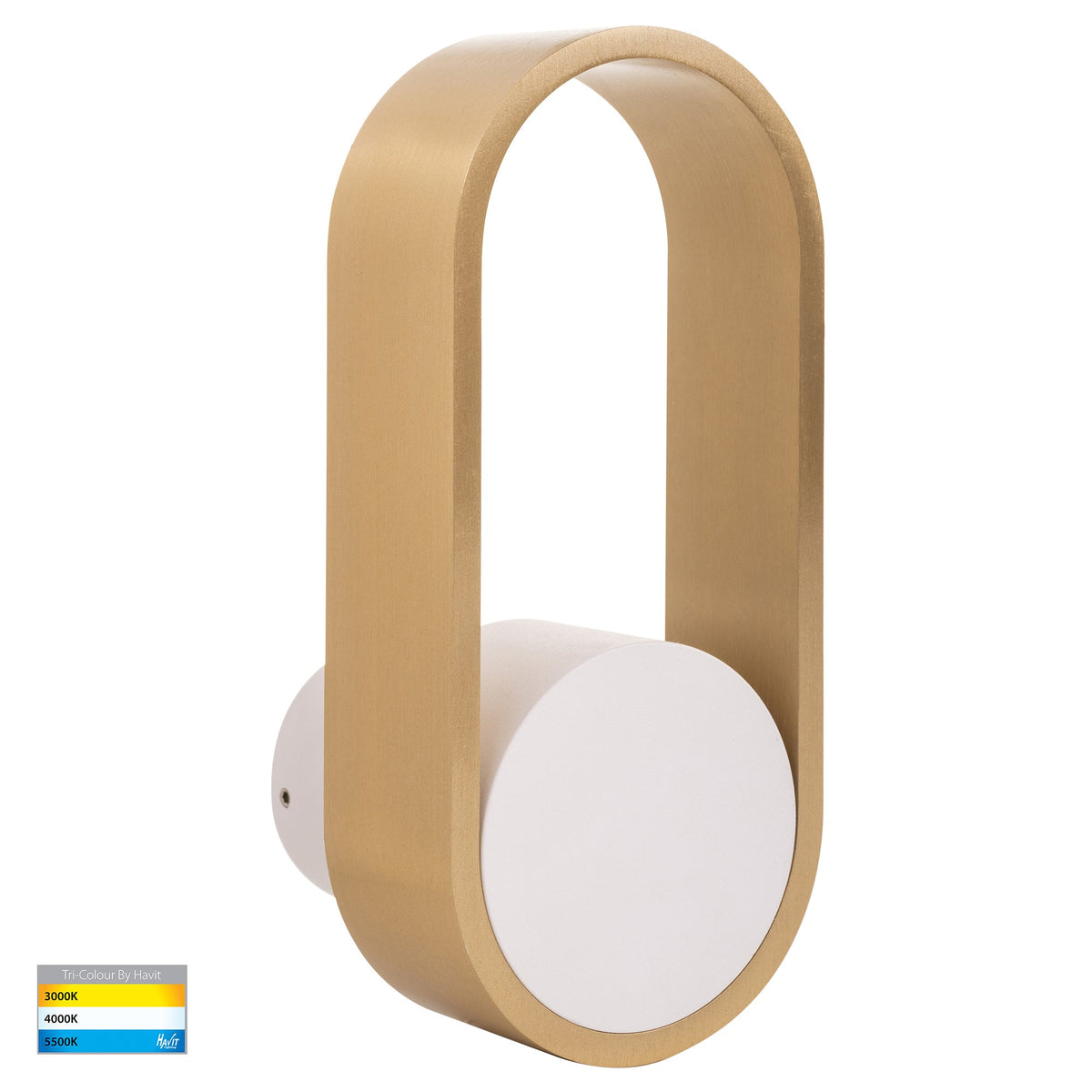 Ovale White + Brass Wall Light - HV8080T-WHTBR