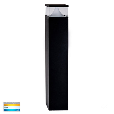Divad 600mm Black Square LED Bollard Light - HV1628T-BLK-24V-SQ