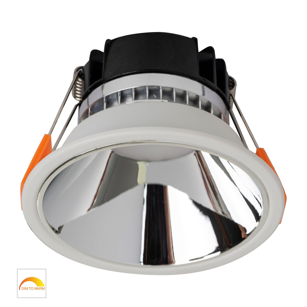 Gleam White with Chrome Insert Fixed Dim to Warm LED Downlight - HV5528D2W-WC