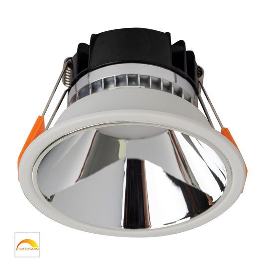 Gleam White with Chrome Insert Fixed Dim to Warm LED Downlight - HV5528D2W-WC