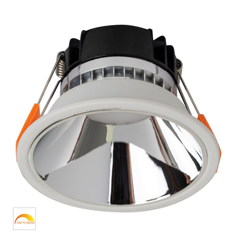 Gleam White with Chrome Insert Fixed Dim to Warm LED Downlight - HV5528D2W-WC