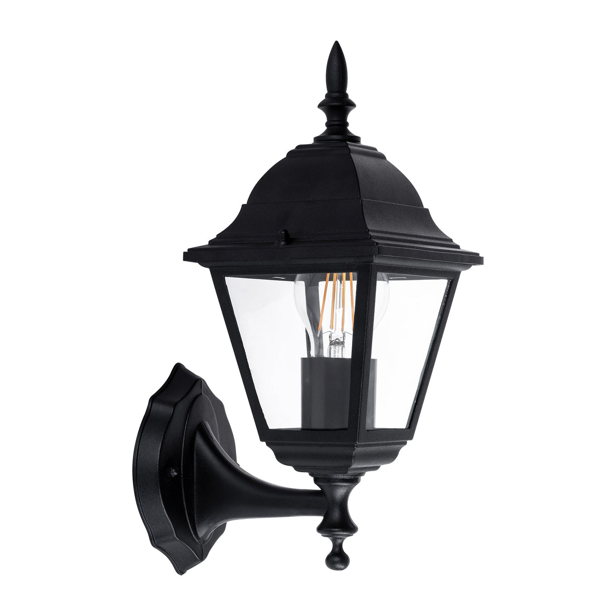 Newark Aluminium Black 4 Panel Coach Wall Light - HV3551W-BLK