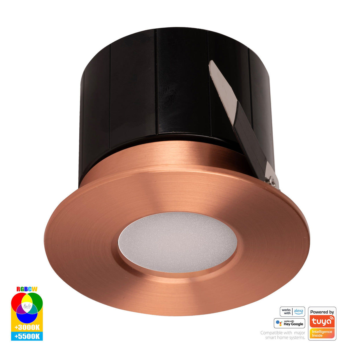HV5511RGBCW-CP- Prime Copper Coloured Fixed RGBCW WIFI LED Downlight - HV5511RGBCW-CP