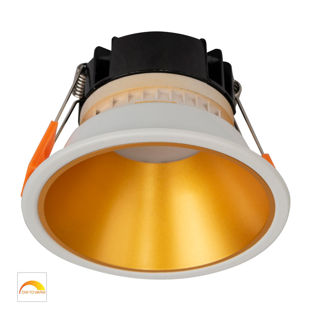 Gleam White with Gold Insert Fixed Dim to Warm LED Downlight - HV5528D2W-WG