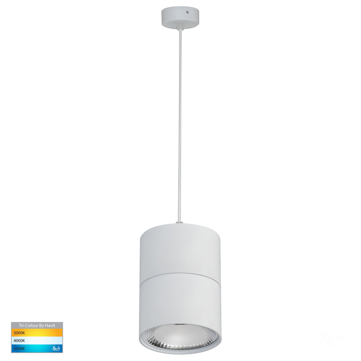 Nella White 12w LED Pendant - HV5803T-WHT-P