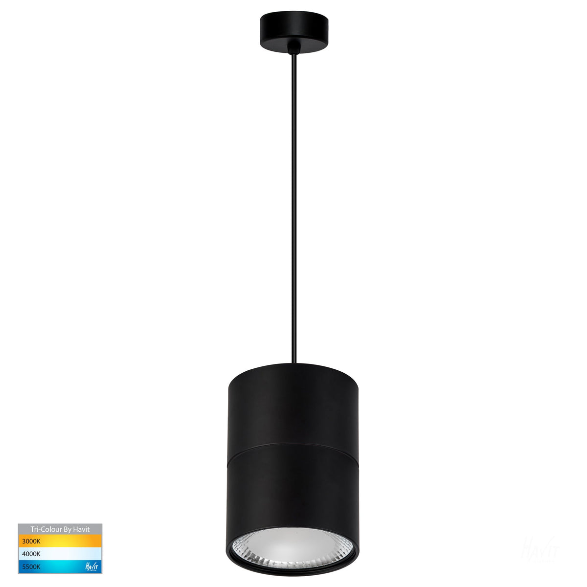 Nella Black 12w LED Pendant - HV5803T-BLK-P