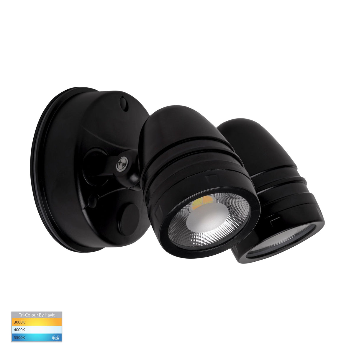 Focus Polycarbonate Black Double Adjustable Spot Light - HV3793T-BLK