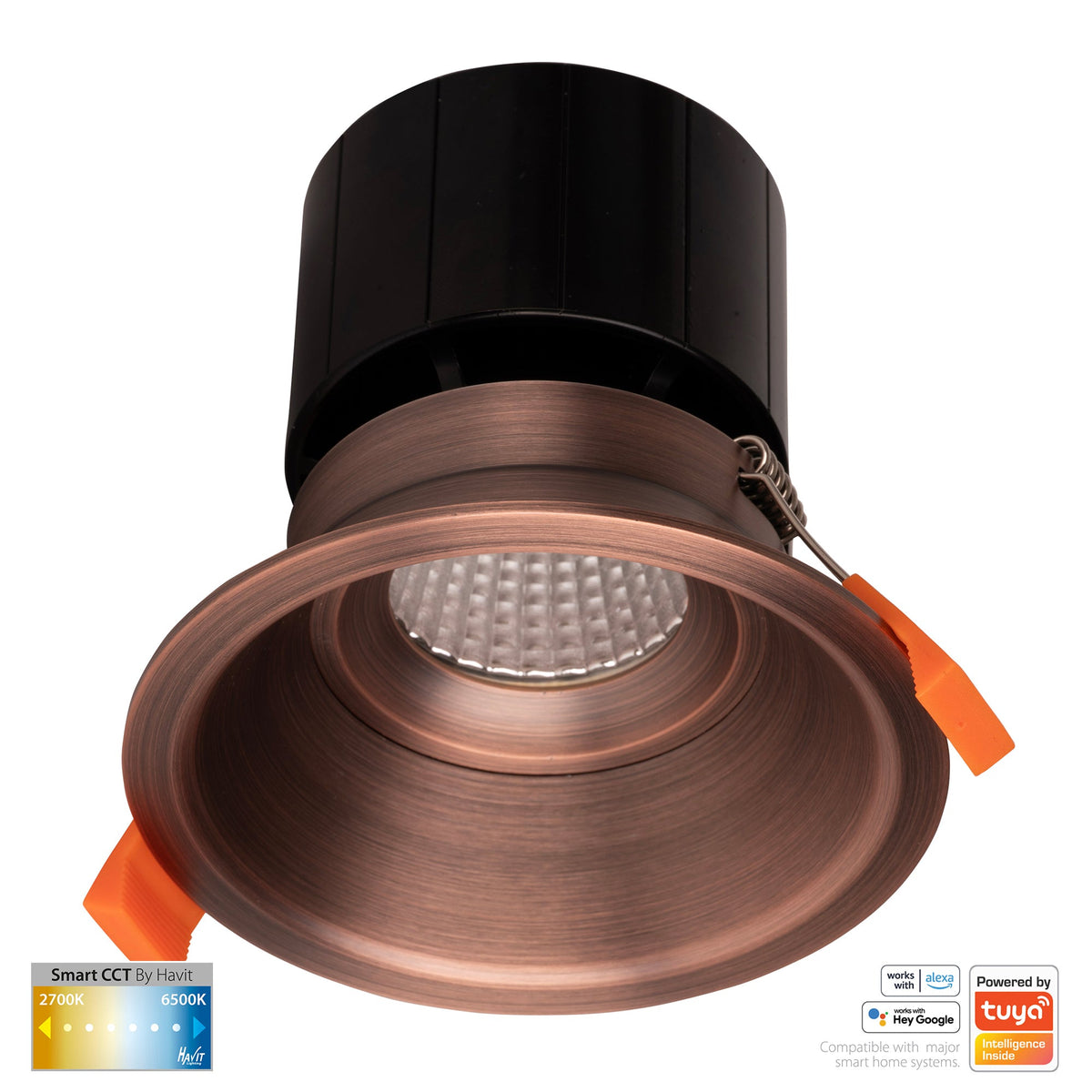 Prime Antique Brass Fixed Deep CCT WIFI LED Downlight - HV5514CCT-AB