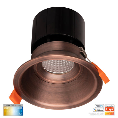 Prime Antique Brass Fixed Deep CCT WIFI LED Downlight - HV5514CCT-AB