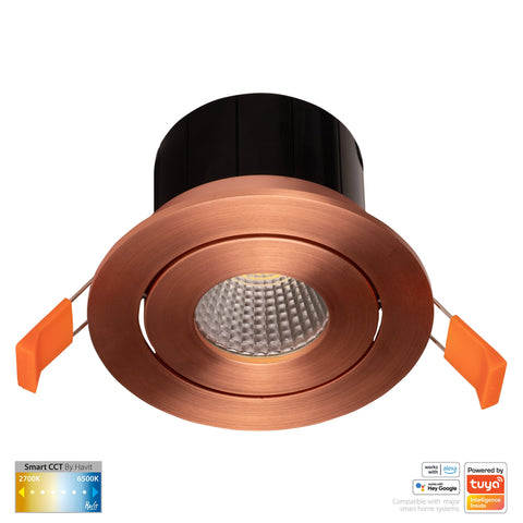 Prime Copper Coloured Tilt CCT WIFI LED Downlight - HV5512CCT-CP